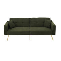 SOFA Schlaffunktion Verstellbar Goldene Beine Aufbewahrungstaschen Kissen - Grün, Holz (90.93/18.42/80.26cm) - FLIEKS