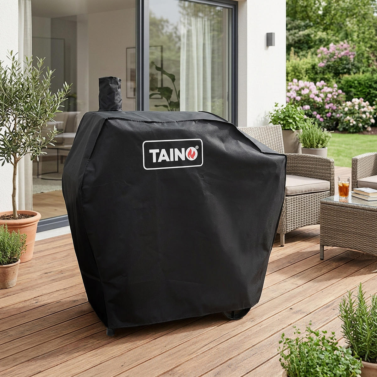 GRILLABDECKHAUBE KAMAYO - Schwarz, Textil (116/116/46cm) - TAINO