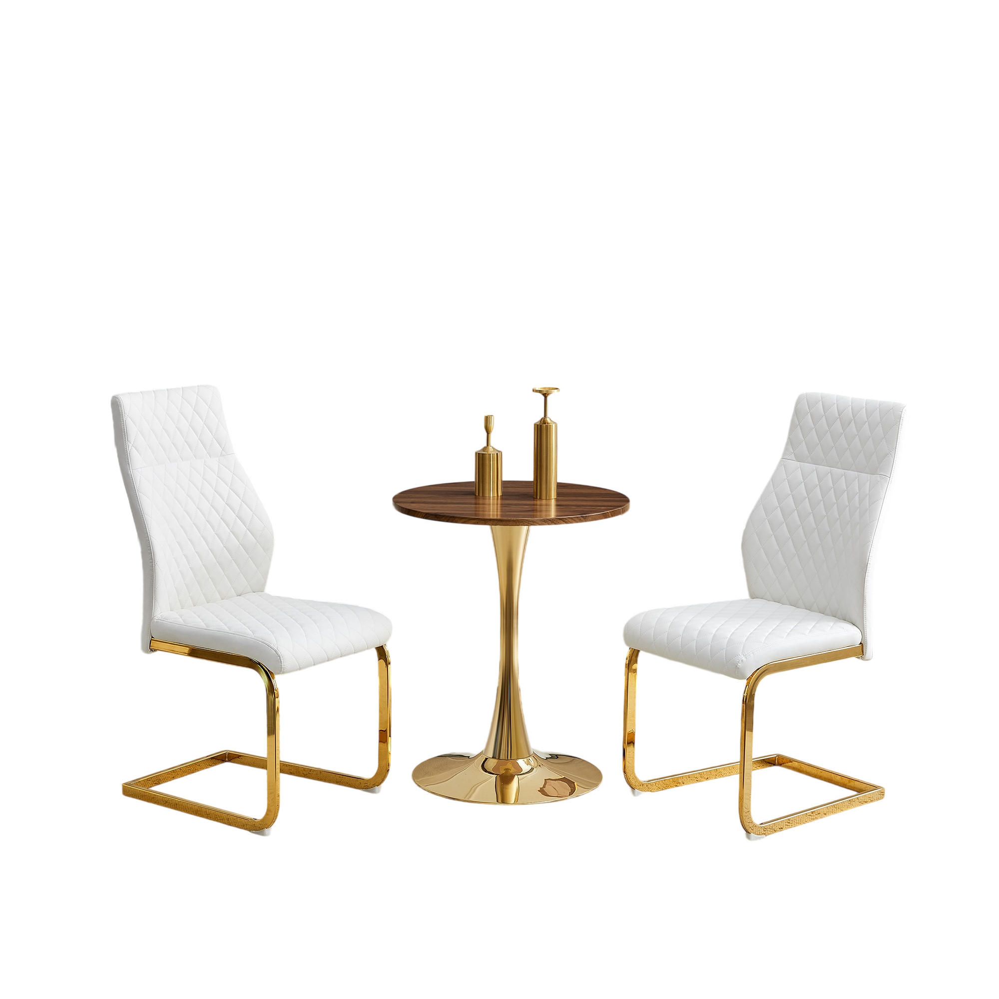 ESSGRUPPE DE-39414 3-teilig, mit 2 Stühlen und Rautenmuster Weiß - Weiß, Metall (60/72/60cm) - ComfortXL