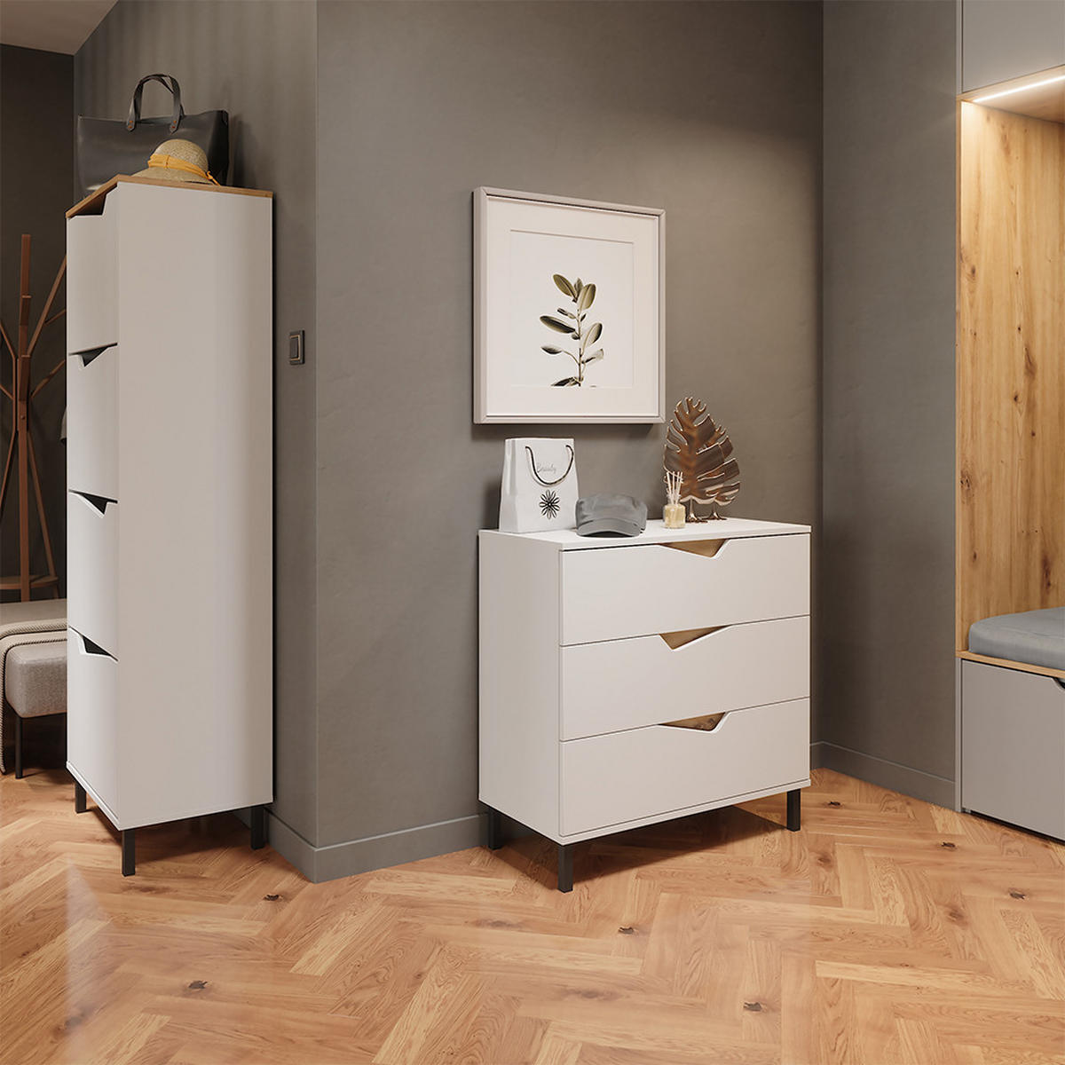 BOTNÍK NA BOTY Marelle Bílá/Artisan - bílá, kompozitní dřevo (60/167.4/38cm) - Vicco