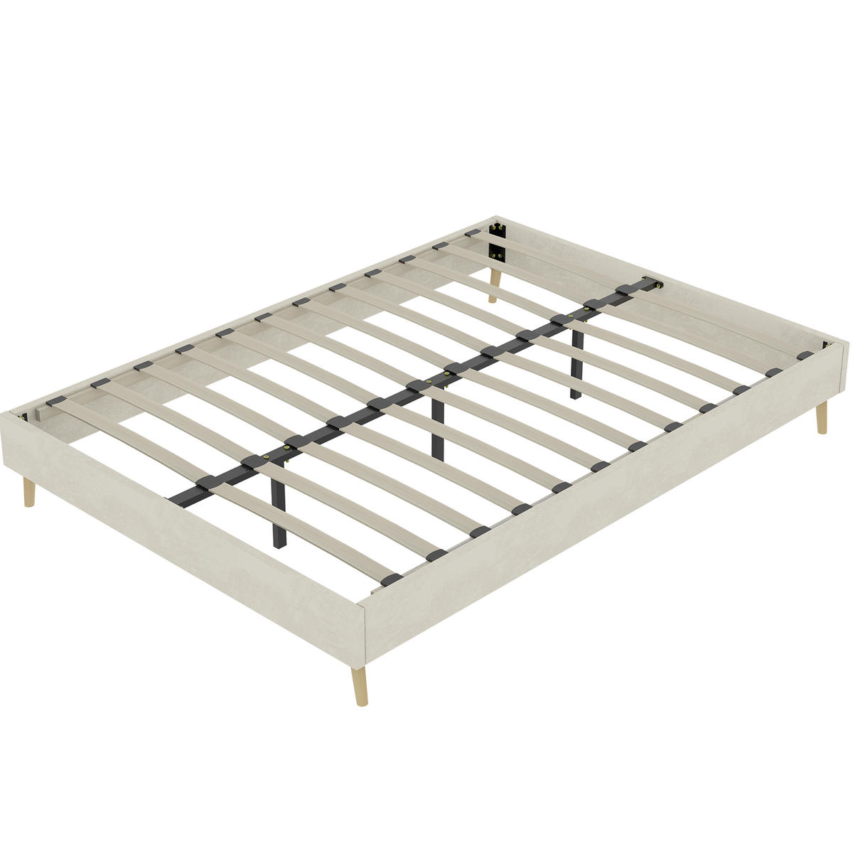 POSTELJNI okvir 160/200 cm s stabilno konstrukcijo in oblazinjenjem iz tkanine, Bež - bež, tekstil (160/200cm) - Redom