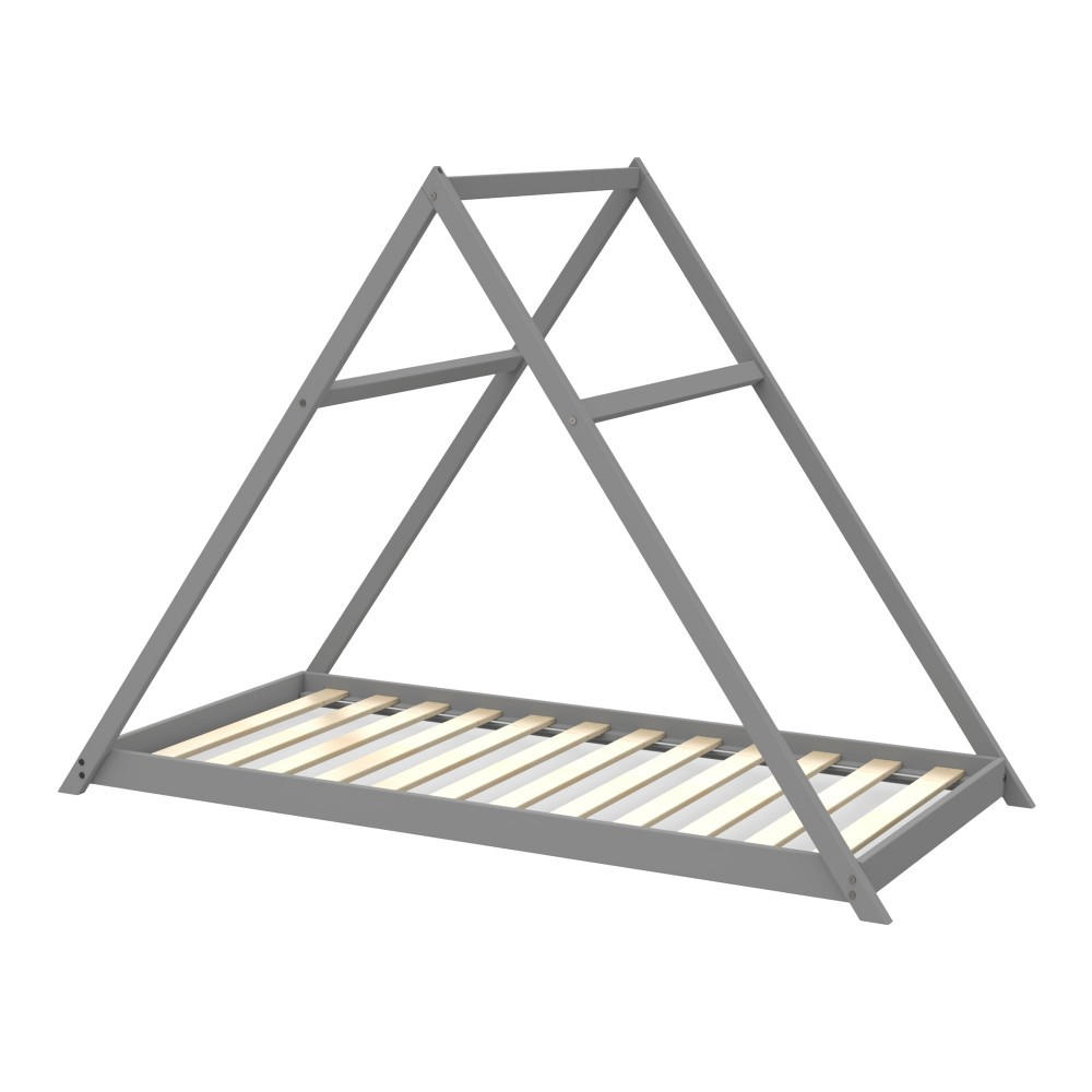 HAUSBETT APACHE mit Lattenrost / Kinderbett 90x190 - Grau - Grau, Holz (90/190cm) - Weber Industries