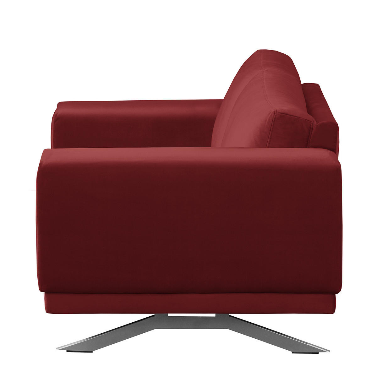 SESSEL - Samt - Rot, Textil (121/81/89cm) - home24