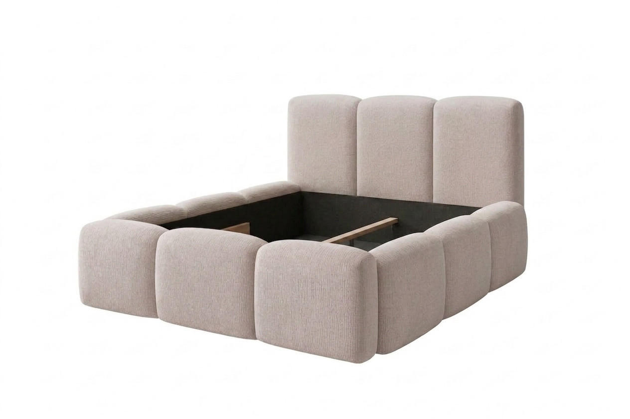 POLSTERBETT NOVERA – 160×200 cm - mit lattenrost ,Ohne Bettkasten Kaschmir Beige - Kaschmir/Beige, Holzwerkstoff (160/200cm) - Milaros Markt