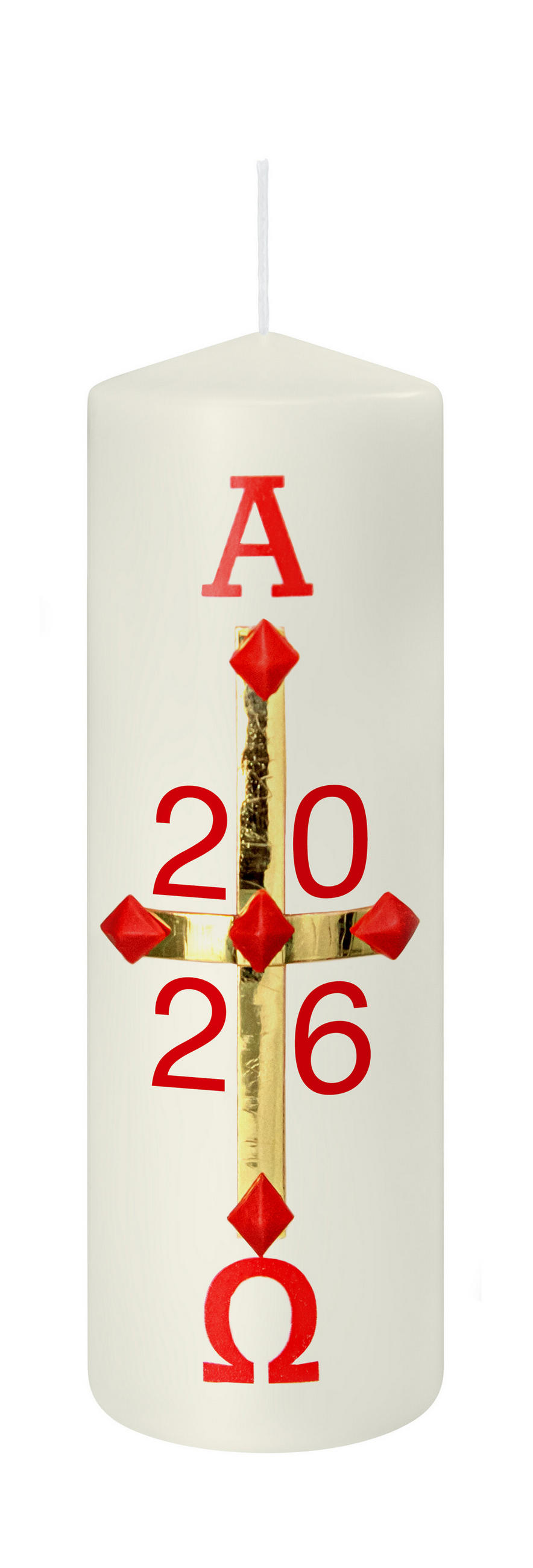 OSTERKERZE 120 x Ø 38 mm mit Jahreszahl - Beige, Paraffin (4/12/12cm) - Wiedemann Kerzen