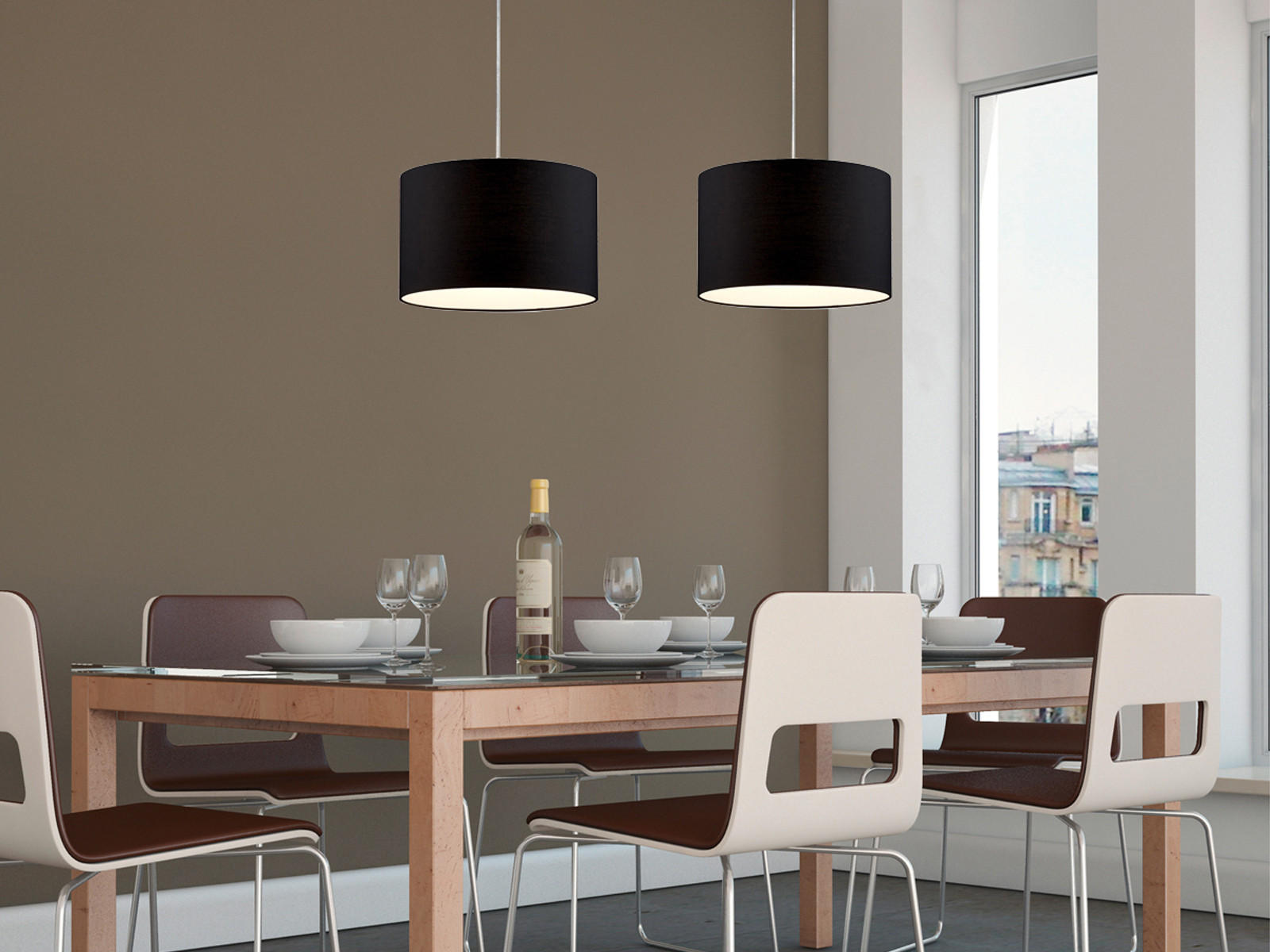 LED-PENDELLEUCHTE Ø40cm, Stoff Lampenschirm Schwarz - Schwarz, Textil (40/40/150cm) - meineWunschleuchte