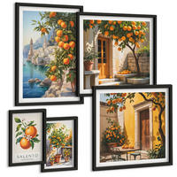 BILDER SET 5er Set - 50x50 cm & 20x30 cm & 40x60 cm Schwarzer Rahmen - Stadtansichten von Gebäuden - Schwarz, Kunststoff (40/60cm) - TULUP