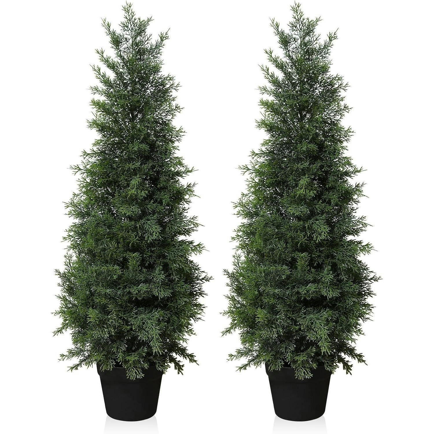 KUNSTPFLANZE Zeder 2-teiliges Set 90 cm UV-geschützt Outdoor - Grün, Kunststoff (18cm)