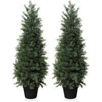 KUNSTPFLANZE Zeder 2-teiliges Set 90 cm UV-geschützt Outdoor - Grün, Kunststoff (18cm)