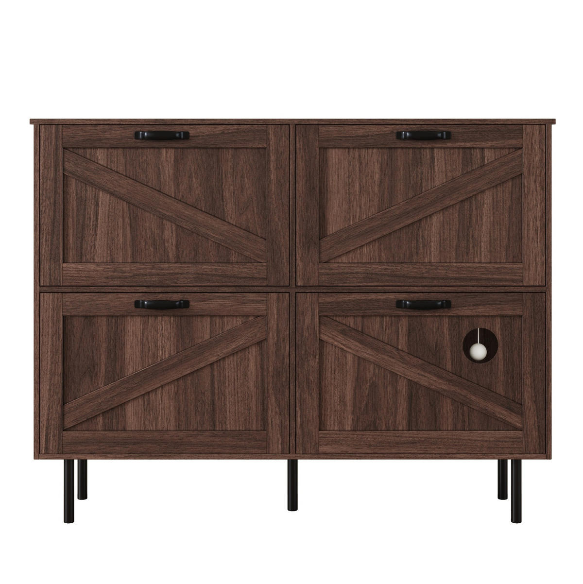 SCHUHSCHRANK 120/28/92 cm Walnussfarben aus Spanplatte mit 4 Türen - Naturfarben, Holzwerkstoff (120/92/28cm) - OKWISH
