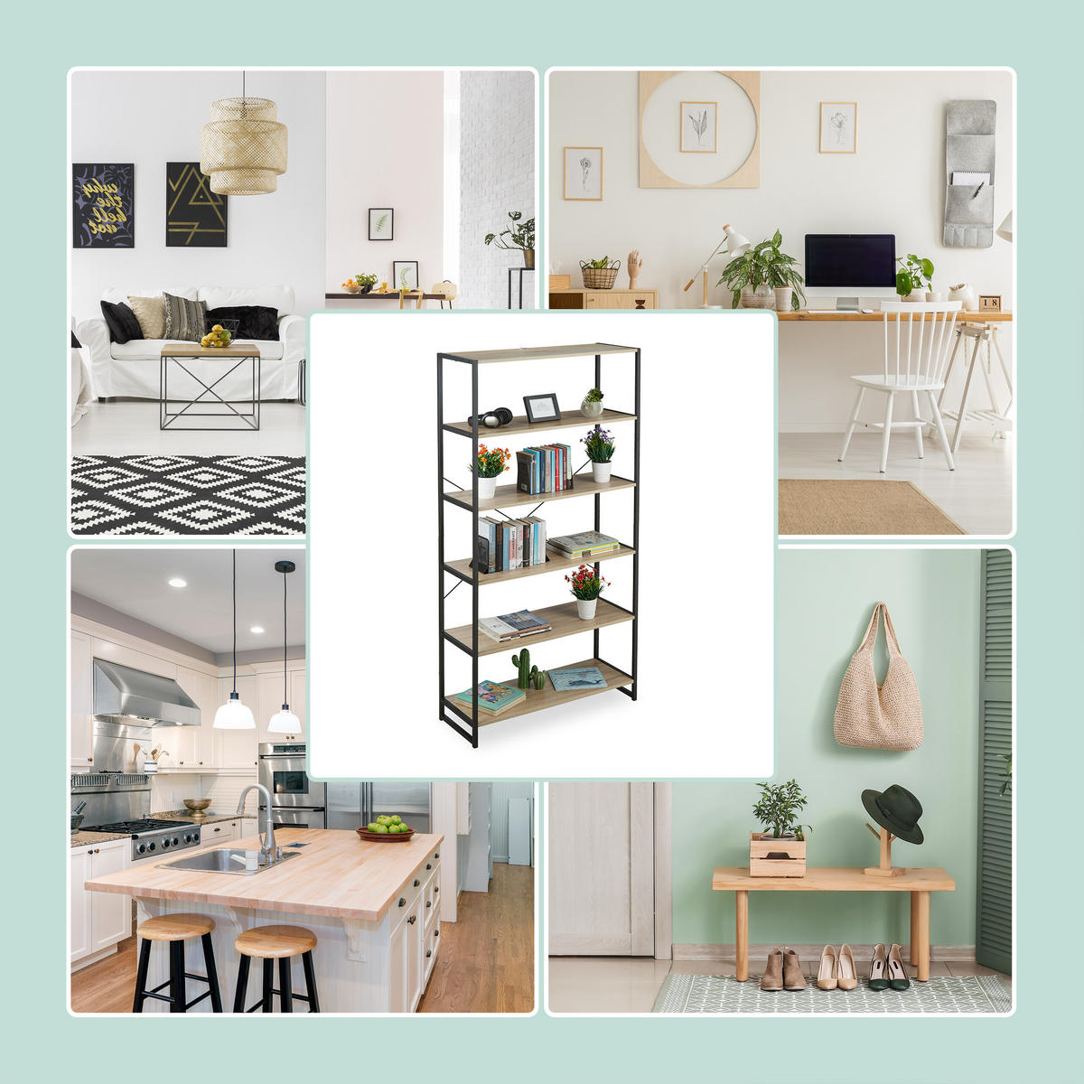 STANDREGAL - Multicolor, Holzwerkstoff/Papier (95/180/35cm) - Relaxdays