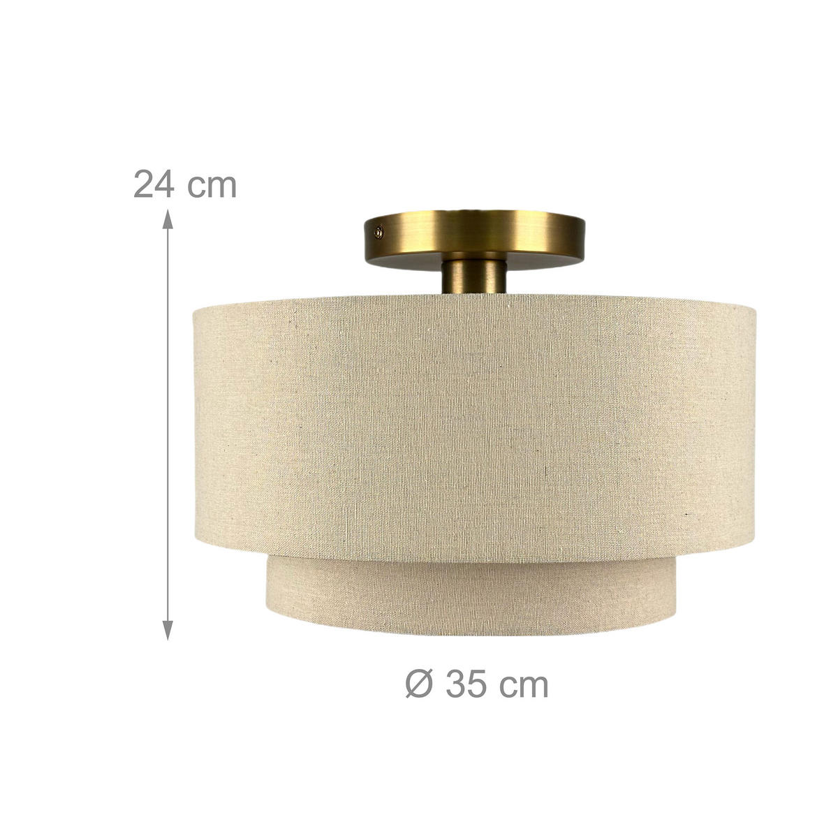 PLAFONIERA Bej bronz in E27 - bej, material textil/metal (35/35/24cm) - Relaxdays