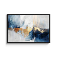 POSTER MIT RAHMEN Gold - Blau - Aquarell - Kunst - Modern 60x40 cm - Hellblau, Papier (60/40cm) - MuchoWow