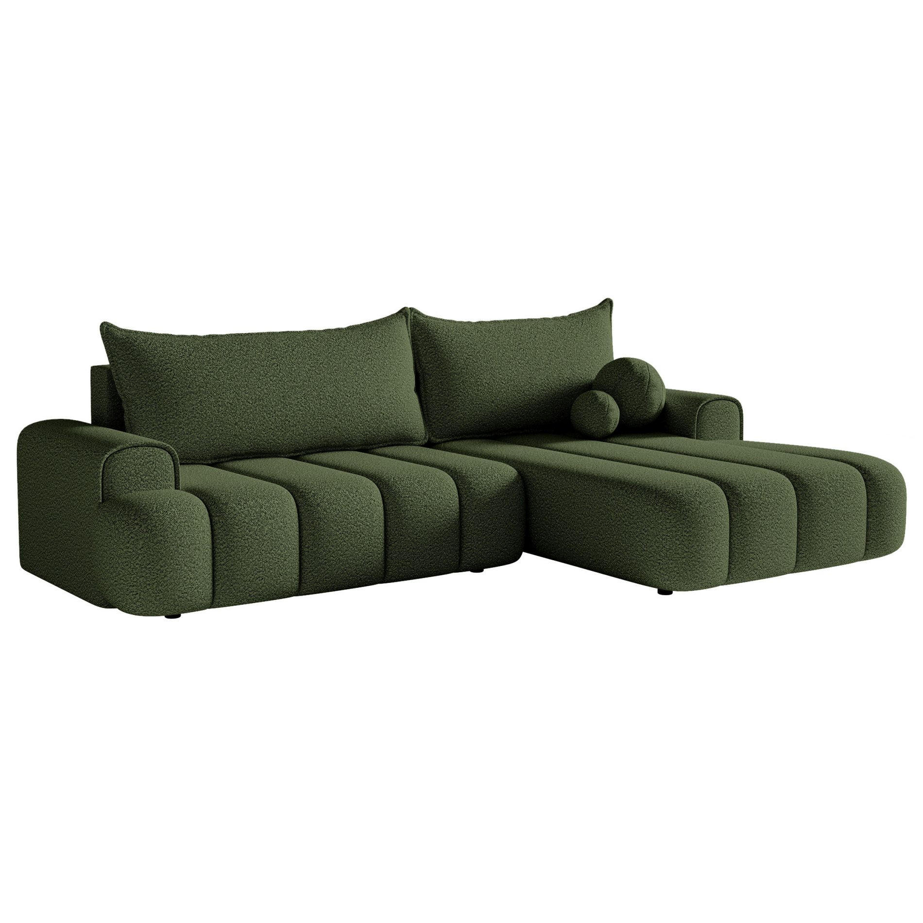 ECKSOFA Dandelino Khaki mit Bouclé-Bezug, rechts - Schwarz/Grün, Kunststoff/Textil (275/168cm) - Selsey