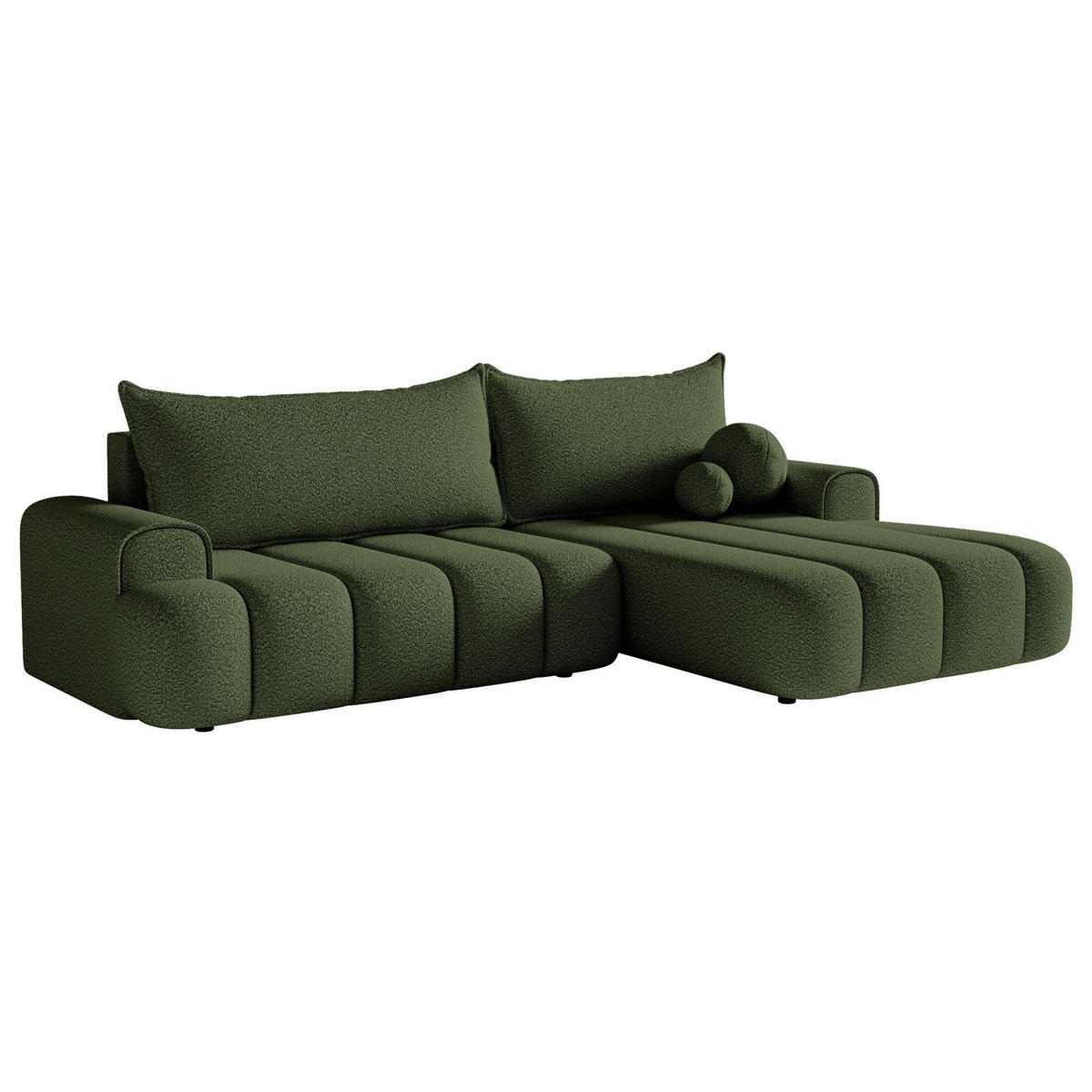 ECKSOFA Dandelino Khaki mit Bouclé-Bezug, rechts - Schwarz/Grün, Kunststoff/Textil (275/168cm) - Selsey