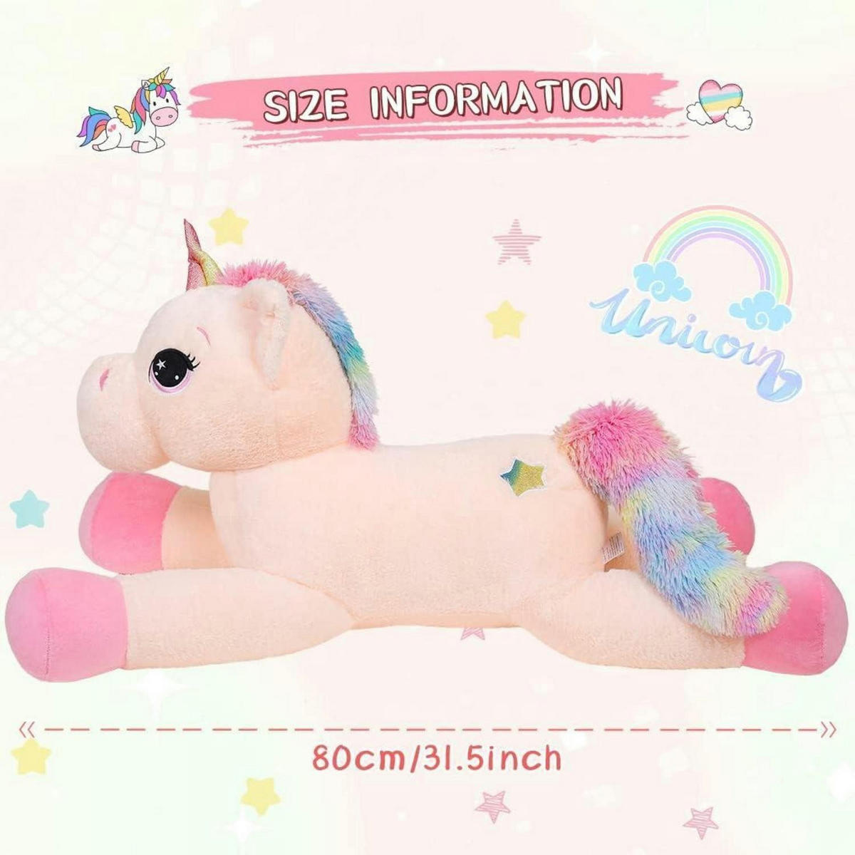 PLÜSCHTIER Einhorn 80 cm Creme - Rosa, Textil (65/110cm)