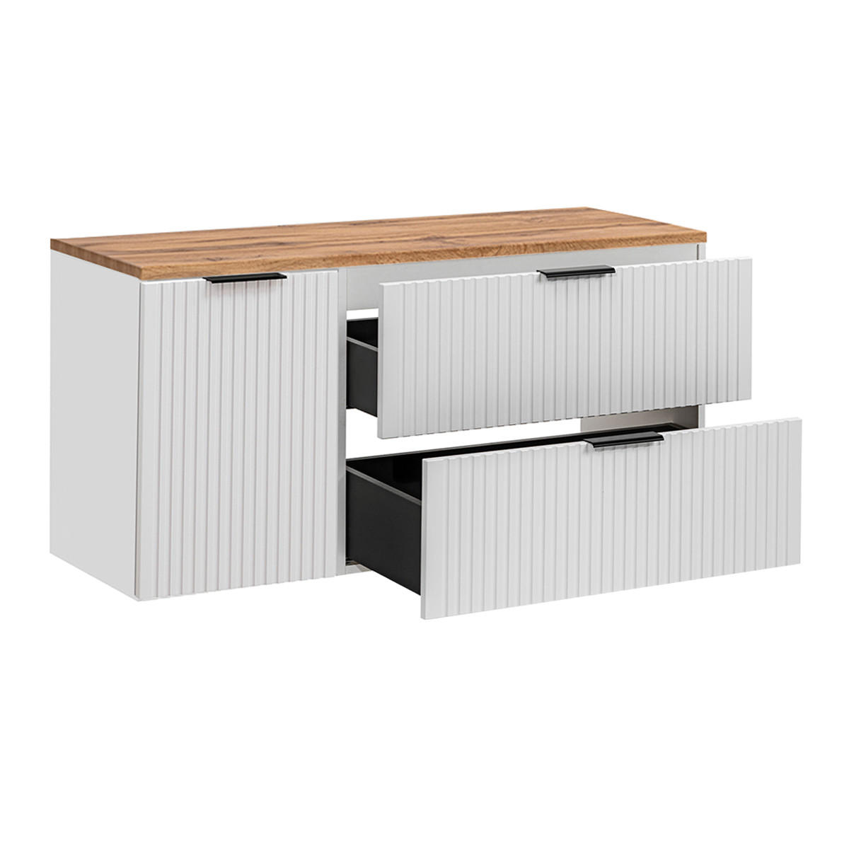 BADMÖBEL Adriel 2er-Set Weiß und Holz - Weiß, Holzwerkstoff (120.8/59/46cm) - Petits-meubles