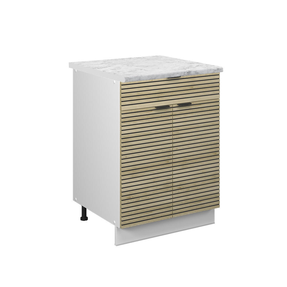 KÜCHENUNTERSCHRANK Fame-Line Eiche Paneel 60 cm mit Schublade, AP Marmor - Hellbraun/Eichefarben, Holzwerkstoff (60/82/60cm) - Vicco