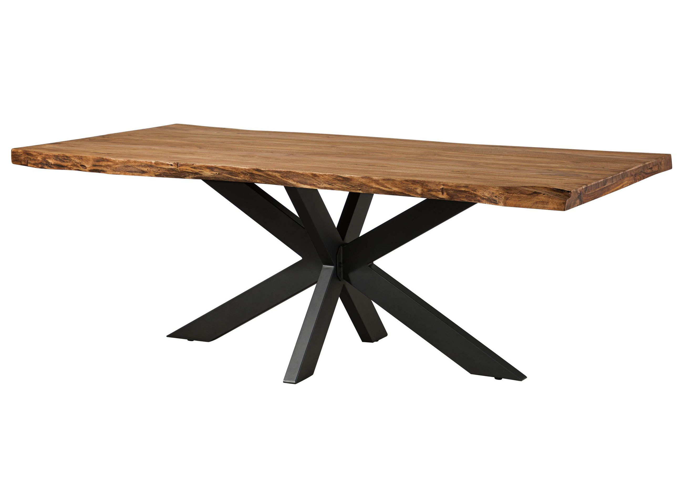 BAUMTISCH Sheesham 260x100x77 natur gebeizt / Kreuzgestell anthrazit matt FREEFORM 5 - Braun, Holz (100/260/77cm) - Massivmoebel24