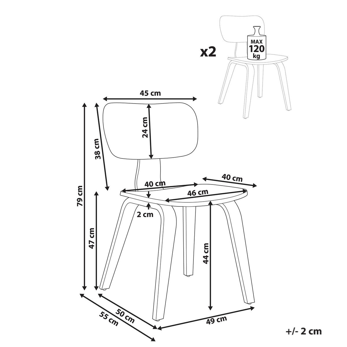 ESSZIMMERSTUHL 2er-Set Hellbeige/Hellbraun Lucinda - Hellbraun/Beige, Textil (49/79/55cm) - Beliani