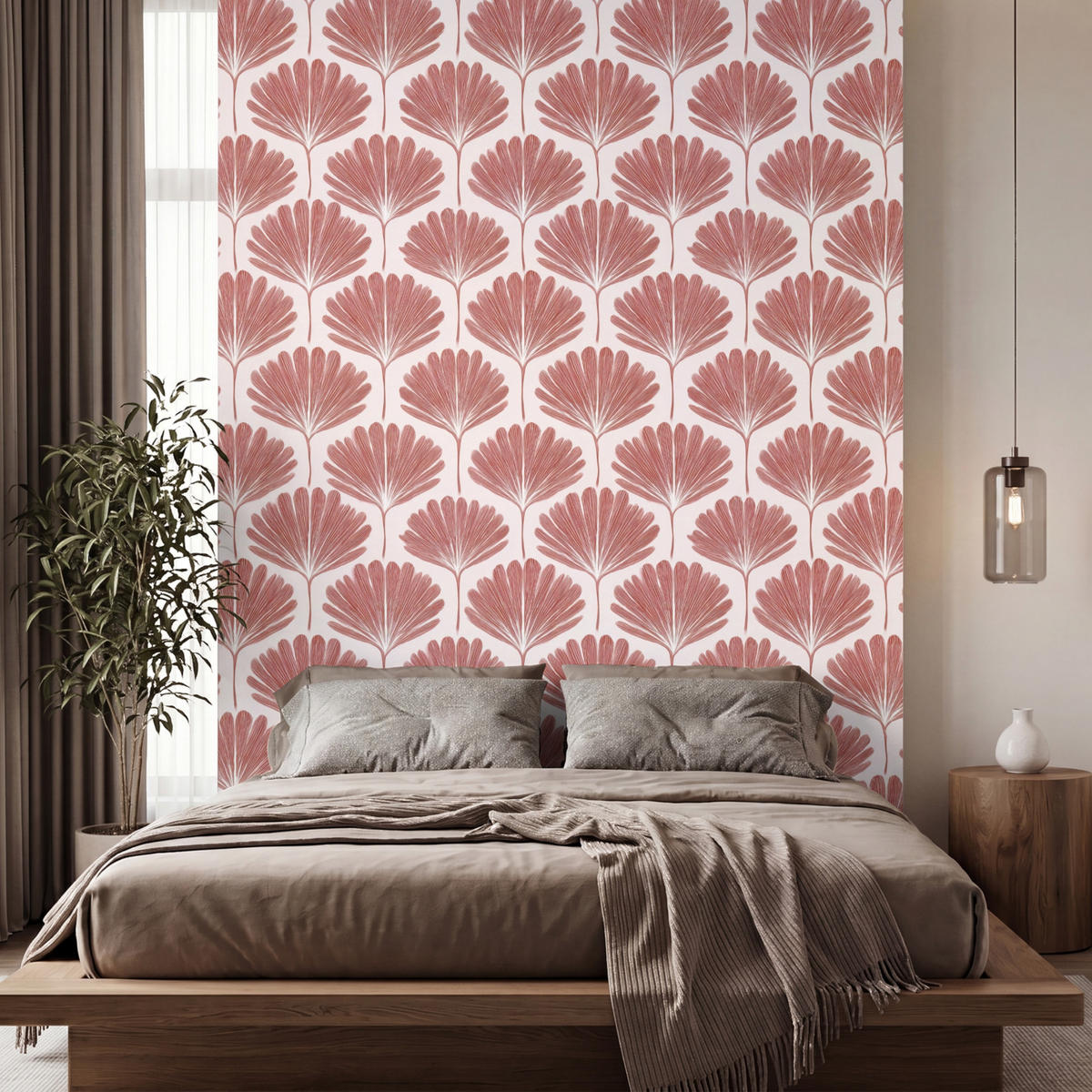 TAPETE - Fächer - Motiv - Terra - 220x300 cm - Rotbraun, Papier (220/300cm) - OnlyWow