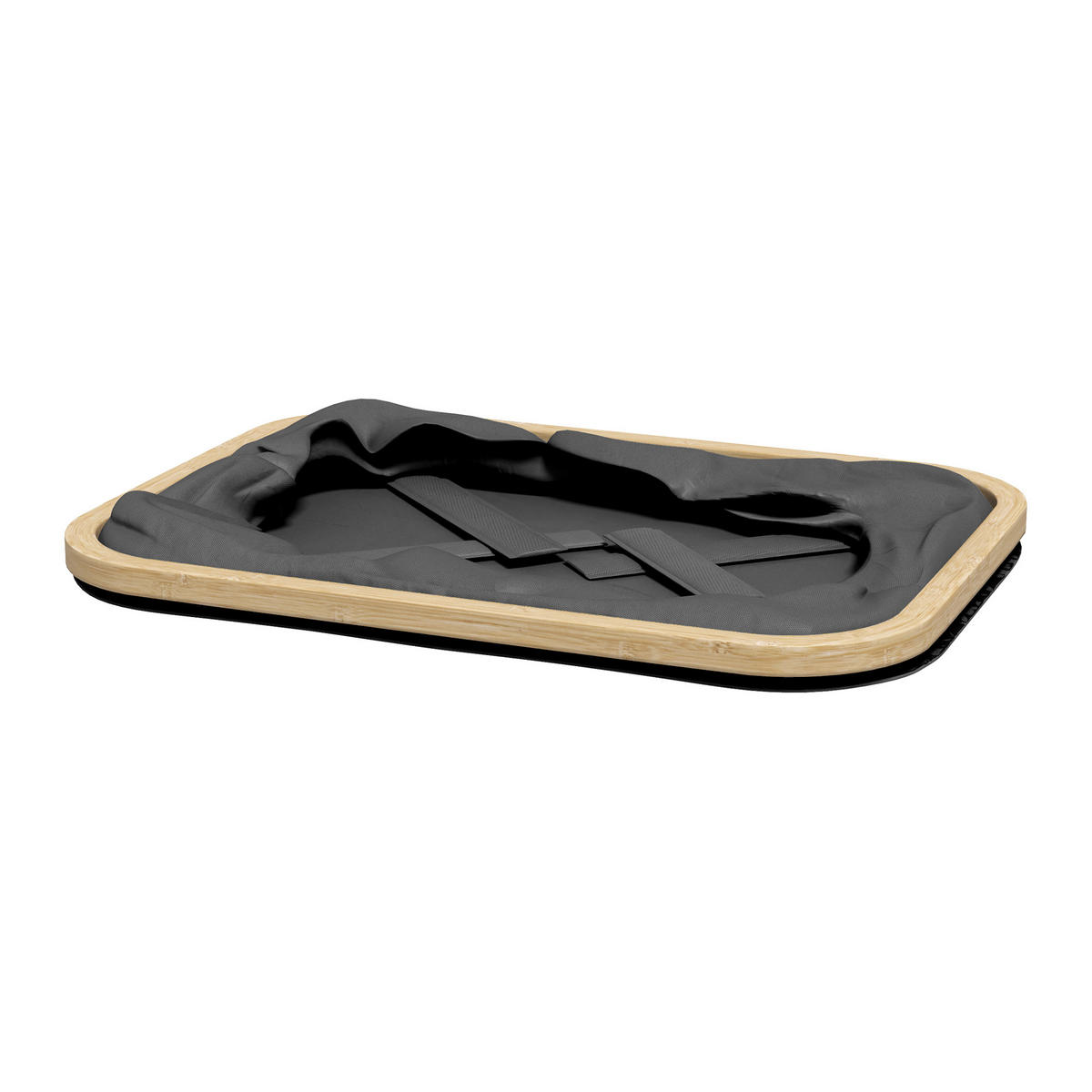 WÄSCHEKORB DE-18805 klappbar, 36L mit Bambusgriffen Schwarz - Schwarz, Textil (44.3/26.5/33.3cm) - ComfortXL