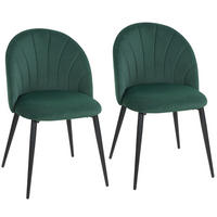 ESSZIMMERSTÜHLE 2ER-SET Dunkelgrün - Dunkelgrün/Schwarz, Textil/Metall (52/79/55cm) - HOMCOM
