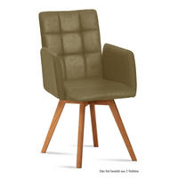 ARMLEHNSTUHL (2er-Set) Dione 52x91x60 Eiche geölt/Olivgrün - Eichefarben/Olivgrün, Kunststoff (60/91/52cm) - 58aufmkessel