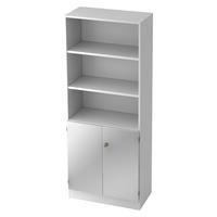 REGALSCHRANK - 5 Ordnerhöhen 42/80/200,4 cm in Weiß/Silberfarben - Silberfarben/Weiß, Holzwerkstoff (80/200.4/42cm) - bümö