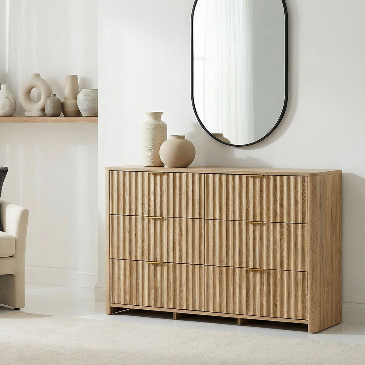 KOMMODE ELLA Eiche - Eichefarben, Holzwerkstoff (110/77/39cm) - IDIMEX