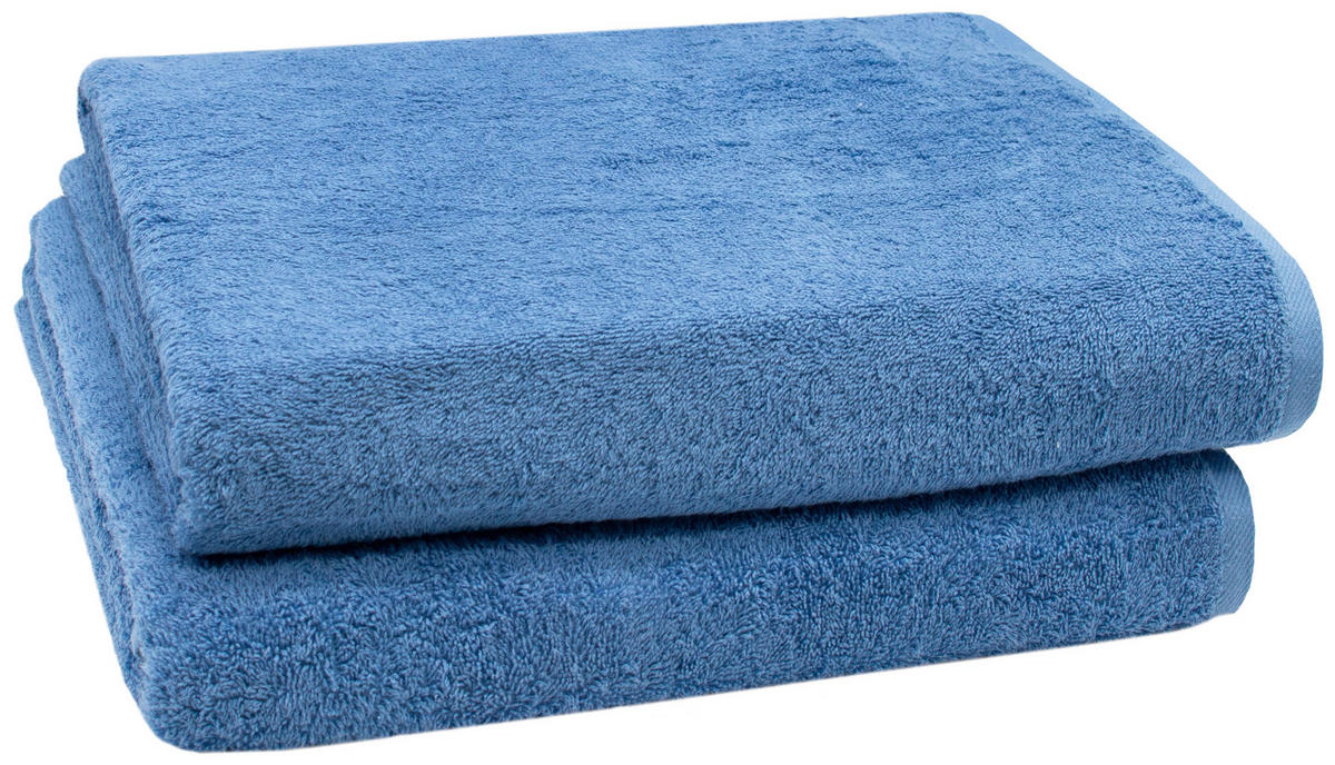 BADETUCH, 2er-Set, 100x150 cm, 100% Baumwolle, Blau - Dunkelblau, Textil (100/150cm) - Zollner
