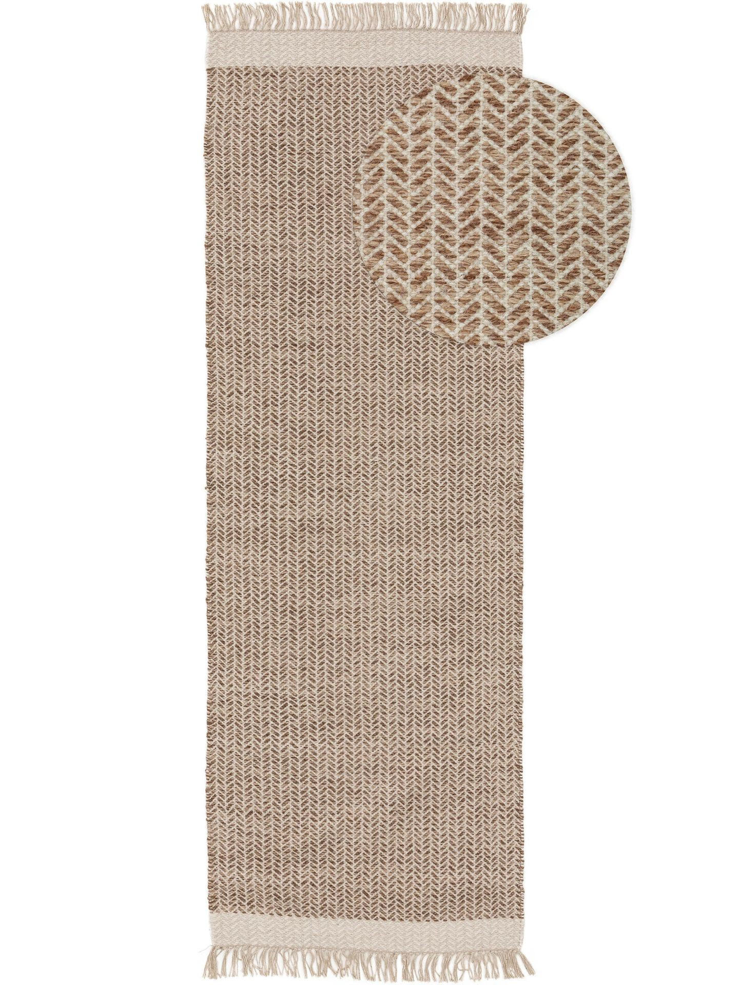 WOLLTEPPICH-LÄUFER Kim Beige 70x200 cm - Beige, Textil (70/1cm) - KUNSTLOFT