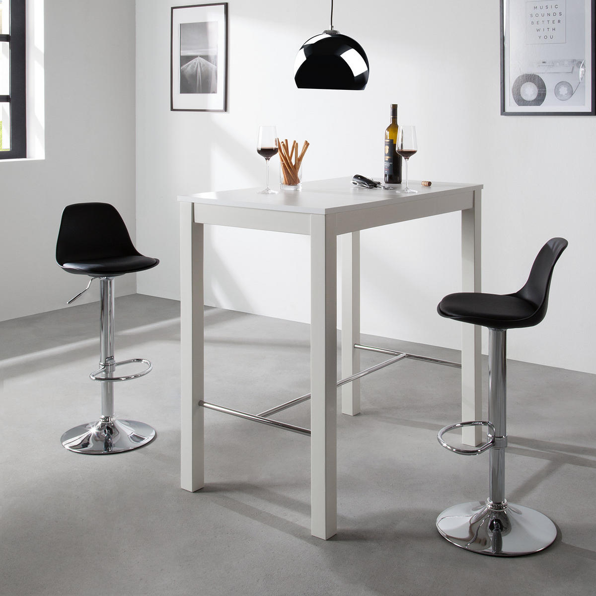 BARSTUHL - 2er-Set - Kunststoff - Schwarz, Kunststoff/Metall (39/83/40cm) - home24