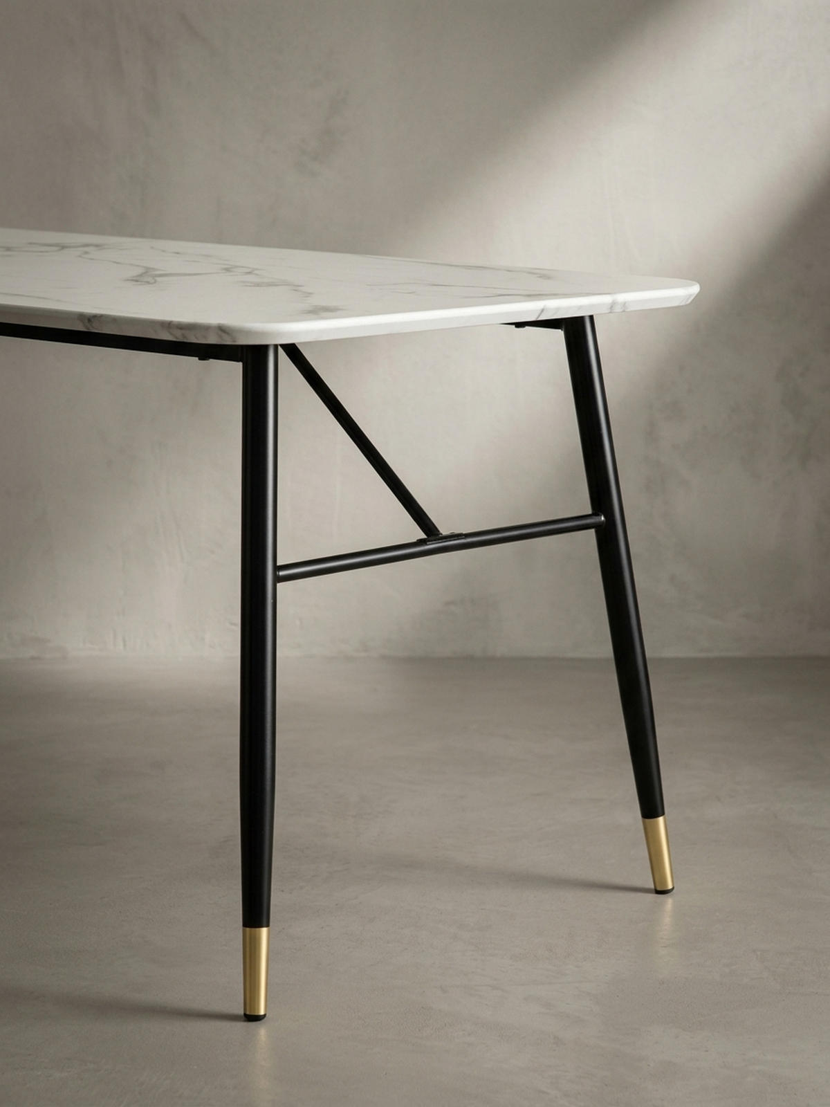 ESSTISCH Marmoroptik Metall Rechteckig Modern Klein, Weiß 180x90x76 cm - Goldfarben/Weiß, Holzwerkstoff/Metall (90/180/76cm) - KADIMA DESIGN