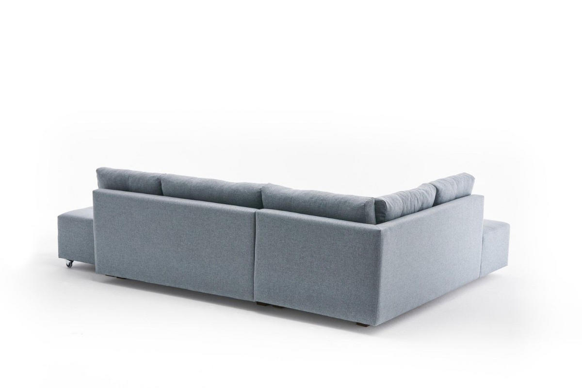 ECKSOFA mit rollbarer Schlaffunktion - Blau/Walnussfarben, Holzwerkstoff/Kunststoff (280/206cm) - myHomelando