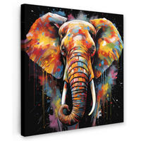 LEINWANDBILD Elefant - Graffiti - Schwarz - Tiere - Farben 20x20 cm - Schwarz, Textil (20/20cm) - MuchoWow