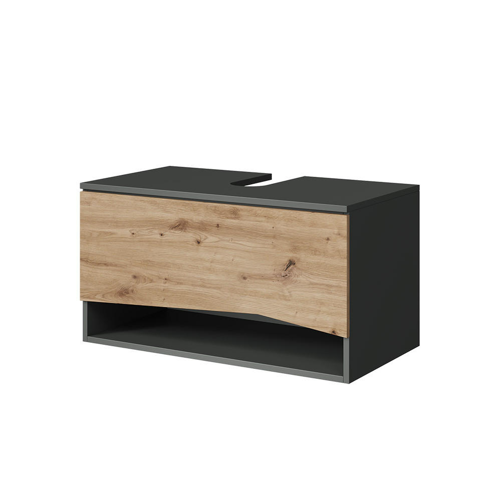 WASCHBECKENUNTERSCHRANK Willow Artisan 80 x 42.8 cm mit Schublade - Anthrazit/Eiche Artisan, Holzwerkstoff (80/42.8/43cm) - Vicco