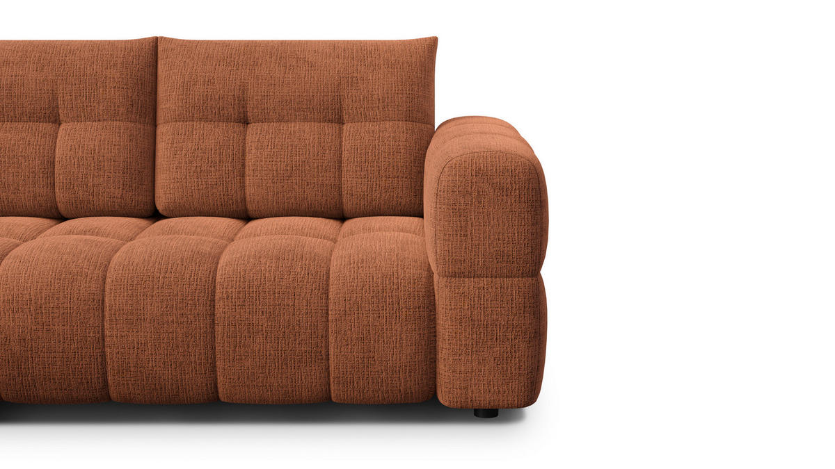 ECKSOFA CLOUDI 4-Sitzer links, rostrot - Schwarz/Orange, Holz/Textil (294/160cm) - Courtois Laville
