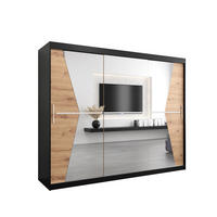 SCHWEBETÜRENSCHRANK 200/250/62 3-türig - Silberfarben/Schwarz, Holz/Kunststoff (250/200/62cm) - Abiks Möbel