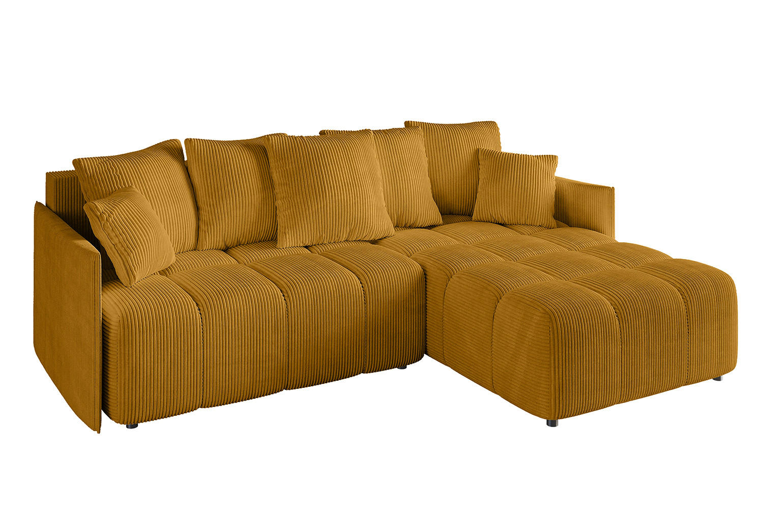 ALTDECOR ROHOVÁ SEDACÍ SOUPRAVA s otomanem vpravo LONLI-L 251x189x68 curry žlutá manšestr