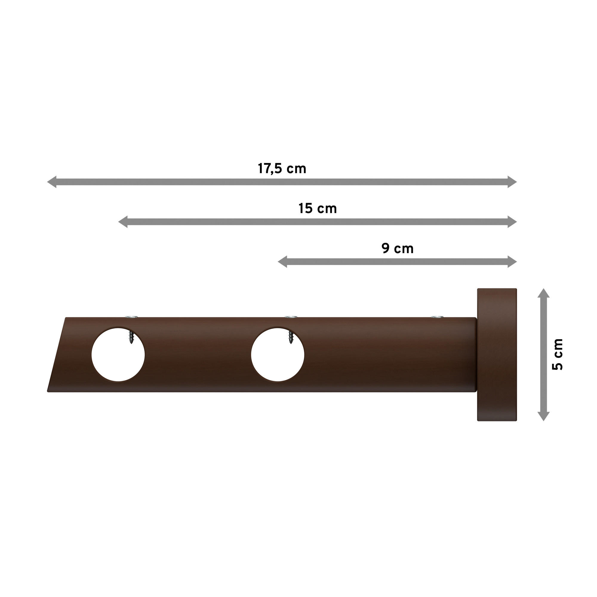 TRÄGER FÜR GARDINENSTANGEN 20 mm Ø, Talena 2-läufig, Nussbaum - Nussbaumfarben, Holz (18/5.3/5.3cm) - INTERDECO