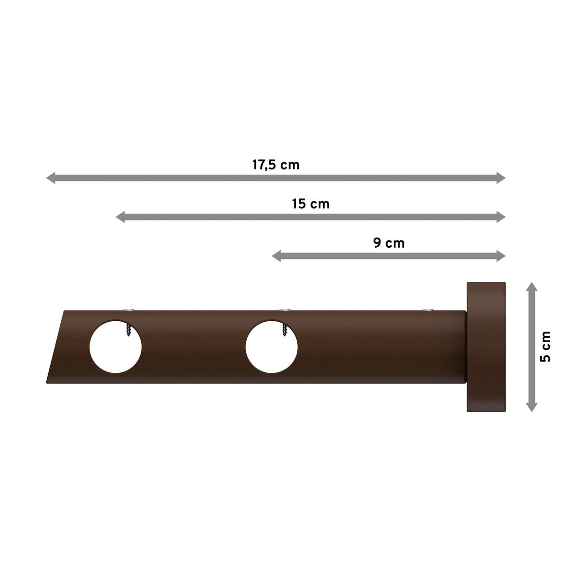 TRÄGER FÜR GARDINENSTANGEN 20 mm Ø, Talena 2-läufig, Nussbaum - Nussbaumfarben, Holz (18/5.3/5.3cm) - INTERDECO