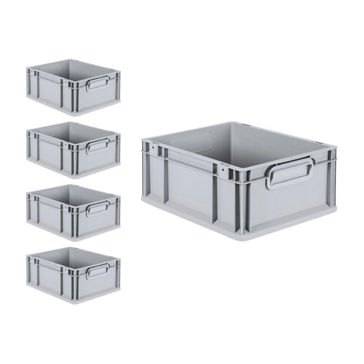 EUROBOX 5x Nextgen Economy Mit Scharnierdeckel Grau/Rot Griffe Geschlossen 16 Liter - Rot, Kunststoff (30/17/40cm) - PROREGAL