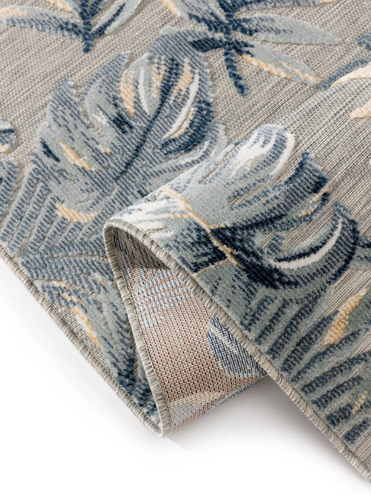 OUTDOORLÄUFER Flora Multicolor 80x250 cm - Blau/Creme, Kunststoff (80/250cm) - benuta