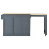 KÜCHENINSEL Grau 186.8/45/93 cm - Grau, Holzwerkstoff (130/93/45cm) - PANGIVO