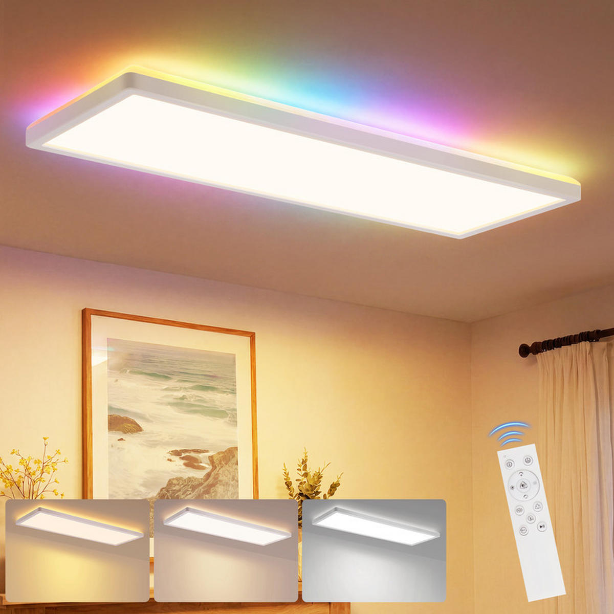 LED stropní světelný panel bílý 20/58/3cm - bílá, plast (58/20/3cm) - Nettlife