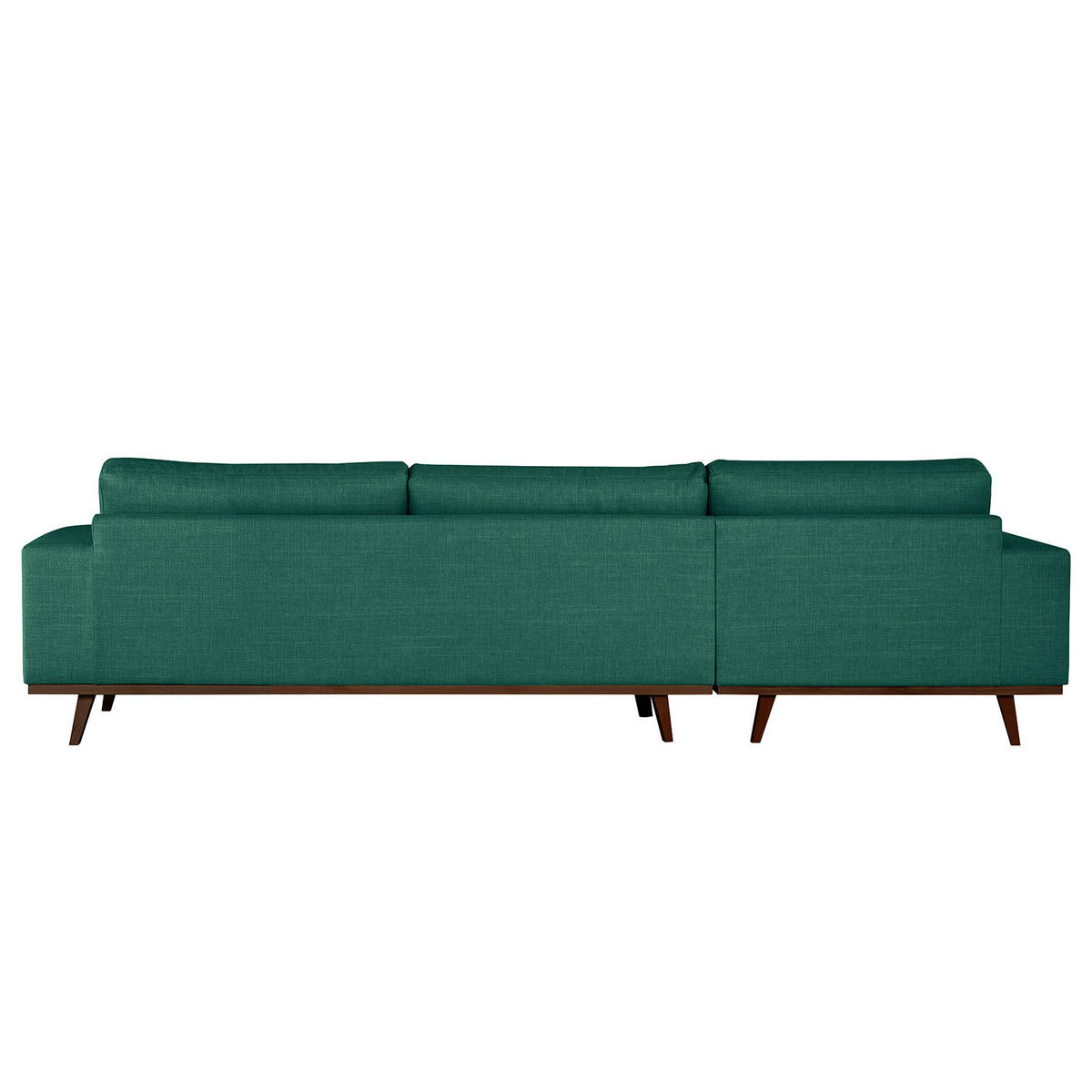 ECKSOFA mit Longchair - Dunkelgrün/Buchefarben, Buchenholz/Textil (281/153cm) - home24