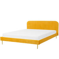 POLSTERBETT 180/200cm Gelb Flayat - Gelb, Textil (180/200cm) - Beliani