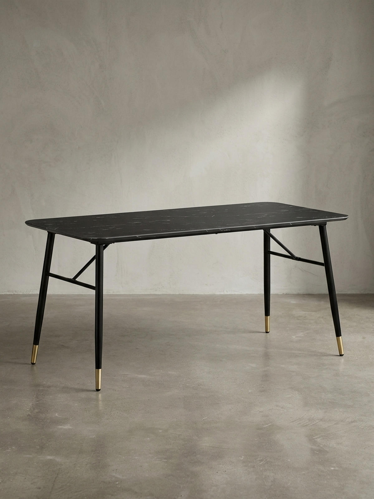 ESSTISCH Marmoroptik Metall Rechteckig Modern Klein, Schwarz 180x90x76 cm - Goldfarben/Schwarz, Holzwerkstoff/Metall (90/180/76cm) - KADIMA DESIGN