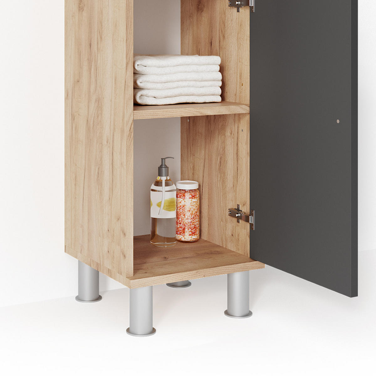 MIDISCHRANK Fynn Eiche 30 x 95 cm - Eichefarben/Anthrazit, Holzwerkstoff (30/95/30cm) - Vicco